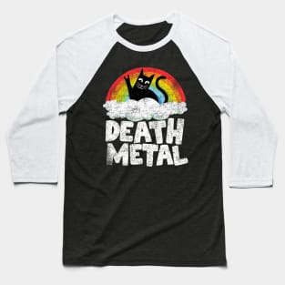 Funny Death Metal Cat Gift Rainbow Heavy Metal Baseball T-Shirt
